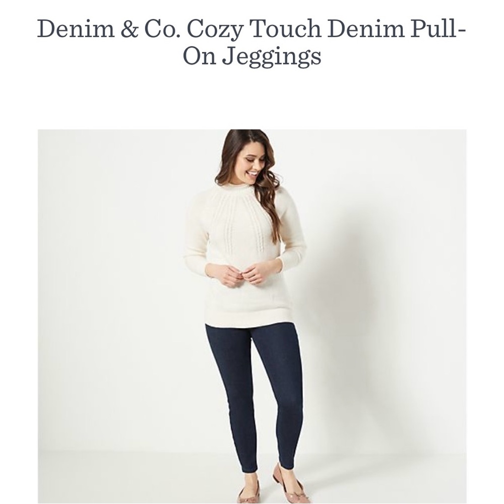Denim & Co Black Cozy Touch pull on regular Jeggings - Picture 3 of 8